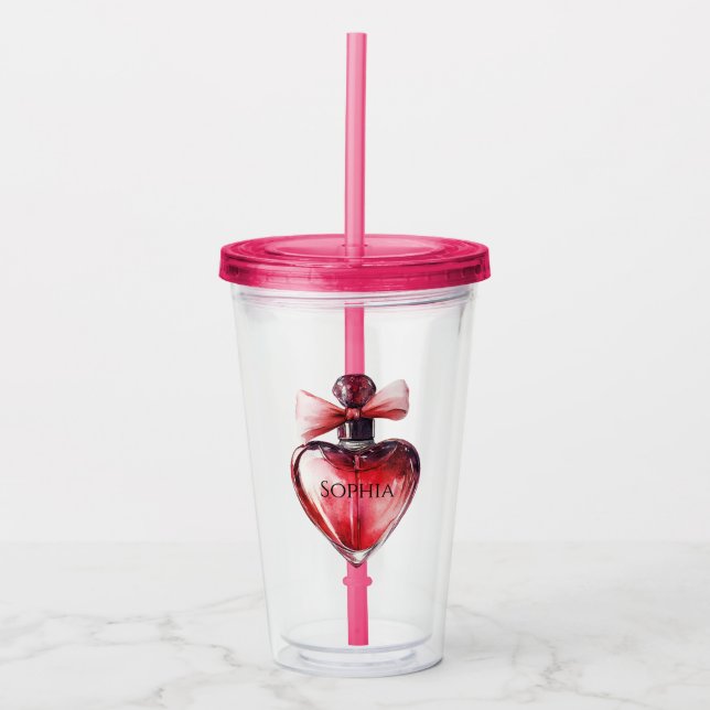 Red Heart Perfume Bottle Acrylic Tumbler (Front)