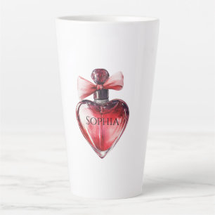 Red Heart Perfume Bottle Latte Mug
