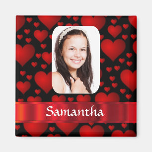 Red heart personalised photo magnet