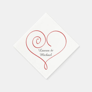 Red Heart Personalised Wedding Napkin