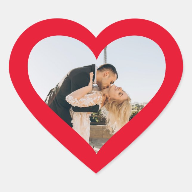 Red Heart Photo in Heart Sticker (Front)