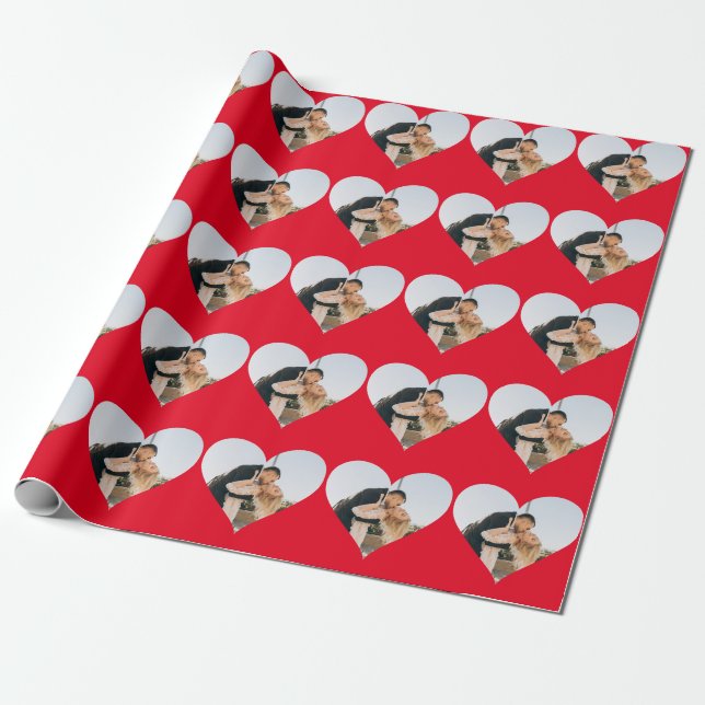 Red Heart Photo in Heart Wrapping Paper (Unrolled)