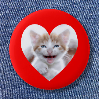 Red Heart Photo Template 3 Cm Round Badge