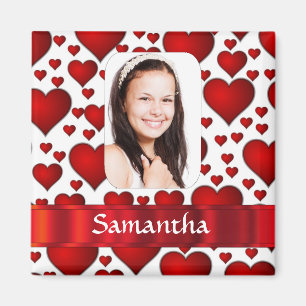 Red heart photo template magnet