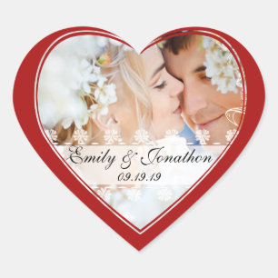 Red Heart Photo Wedding Stickers