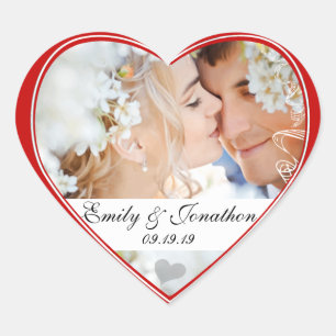 Red Heart Photo Wedding Stickers