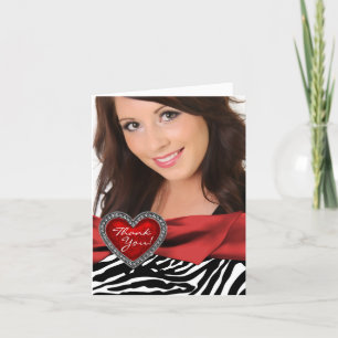 Red Heart Photo Zebra Thank You Cards
