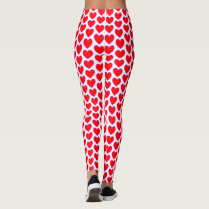 Red Heart Pink Edges Bright Sweetheart Pattern Leggings