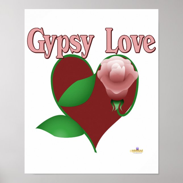 Red Heart Pink Rose Gypsy Love Poster (Front)