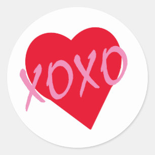 Red Heart Pink XOXO Valentine's Simple Classic  Round Sticker