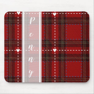 Red Heart Plaid Mouse Mat