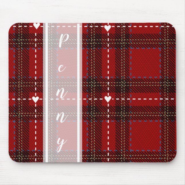 Red Heart Plaid Mouse Mat (Front)