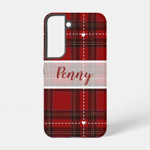Red Heart Plaid Samsung Galaxy Case