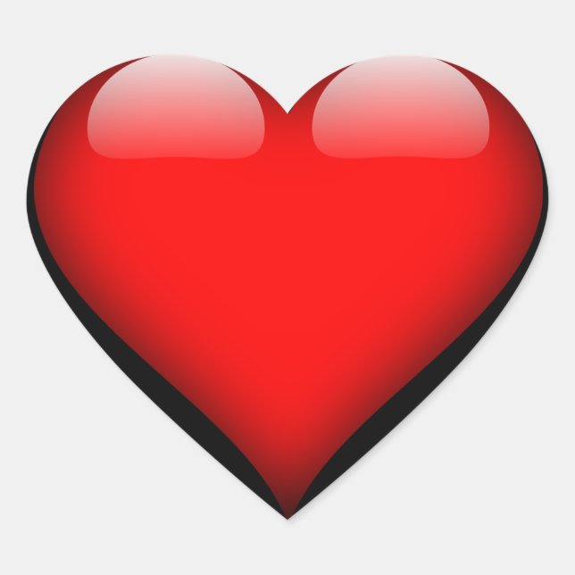 Red heart polished in black heart heart sticker (Front)