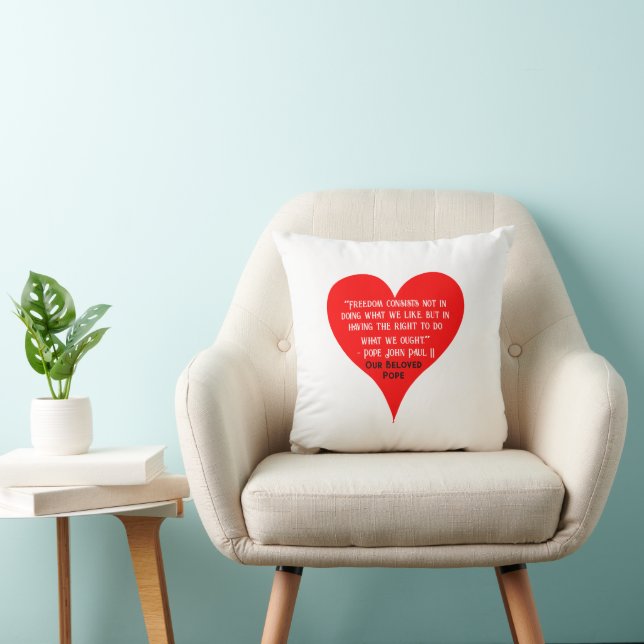 Red Heart Pope John Paul II Freedom Quote Cushion (Chair)