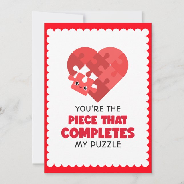 Red Heart Puzzle You're the Missing Piece   Holiday Card (Front)