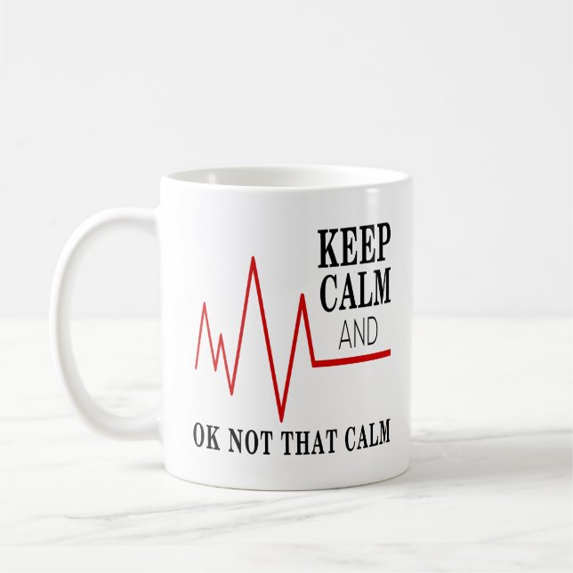 Red Heart Rate Keep Calm Paramedic Nurse Gift Coffee Mug (Left)