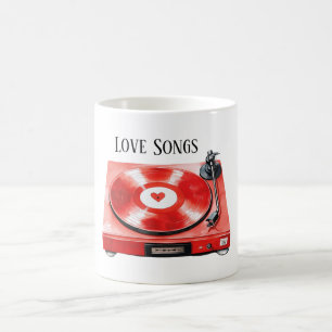 Red Heart Record Love Songs Coffee Mug
