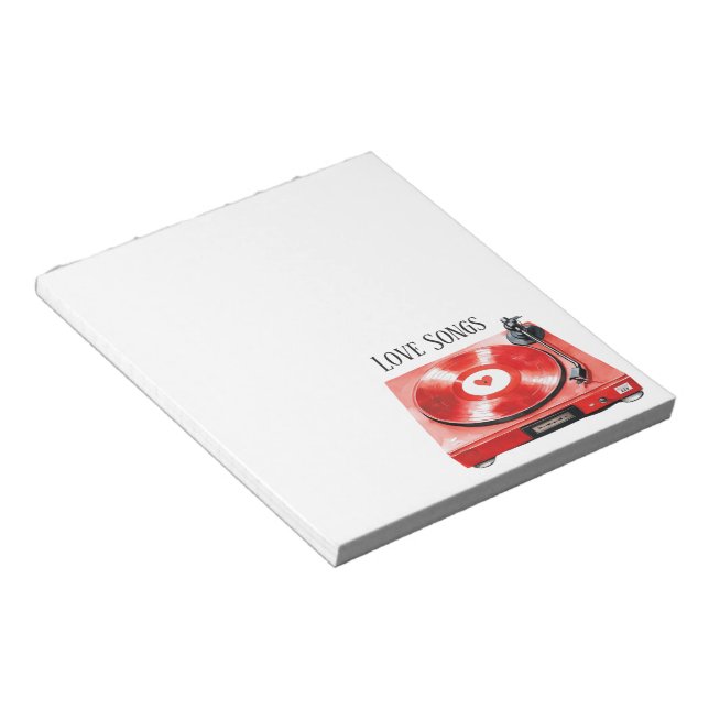 Red Heart Record Love Songs Notepad (Angled)