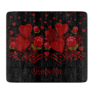 Red heart, red roses for Valentine's day  Cutting  Board
