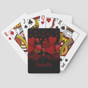 Red heart, red roses for Valentine's day Playing Cards