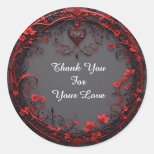 Red Heart Ring Frame With Floating Hearts Classic Round Sticker