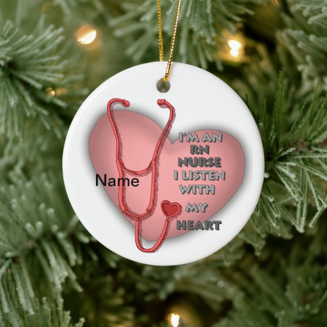 Red Heart RN Registered Nurse Ceramic Tree Decoration (Tree)