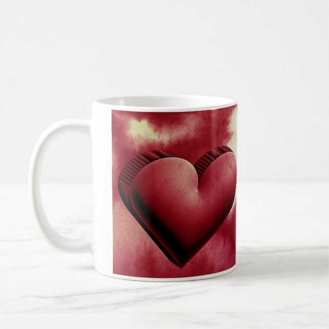 Red Heart Romantic 3d Watercolor Mug (Left)