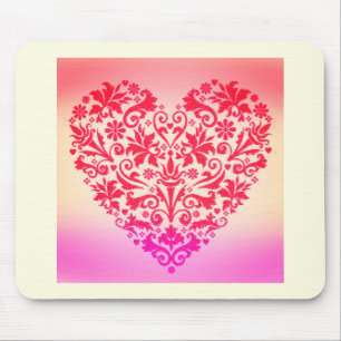 Red heart romantic art mouse mat