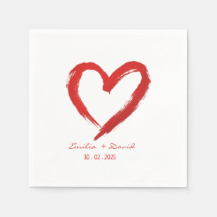 Red Heart romantic wedding Napkin