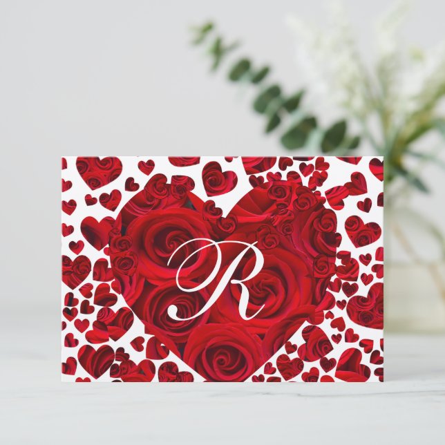 Red Heart Roses Wedding RSVP (Standing Front)