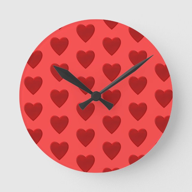 Red Heart Round Clock (Front)