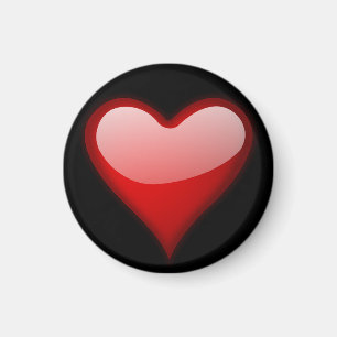 Red Heart Round Magnet