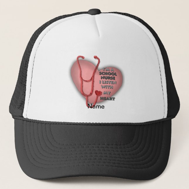 Red Heart School Nurse Trucker Hat (Front)