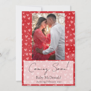 red heart script photo pregnancy announcement