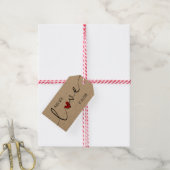 Red Heart Script Typography Made With Love Kraft Gift Tags (With Twine)