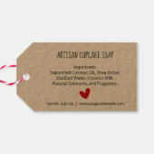 Red Heart Script Typography Made With Love Kraft Gift Tags (Back Horizontal)