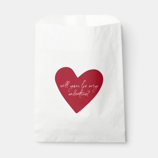 Red Heart Script Valentines Day Favour Bags (Front)