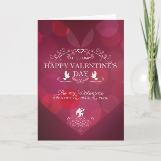Red Heart Seamless Happy Valentines Day Holiday Card (Front)
