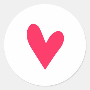 Red Heart Shape Classic Round Sticker