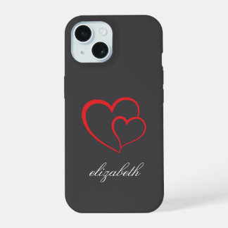 red heart shape colourful background personalised iPhone 15 case