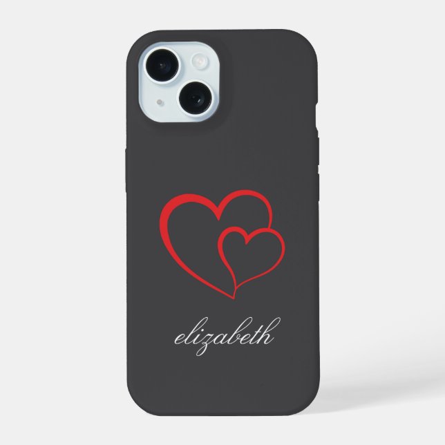red heart shape colourful background personalised  iPhone 15 case (Back)