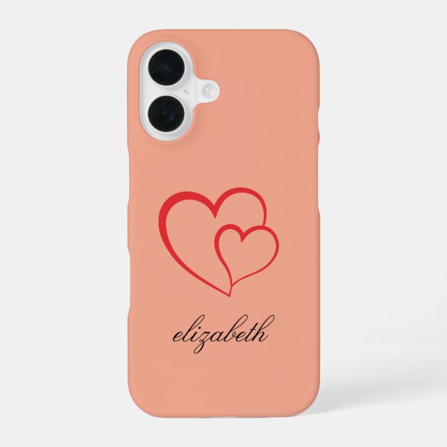 red heart shape colourful background personalised  iPhone 16 case (Back)