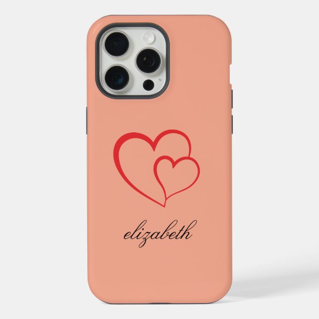 red heart shape colourful background personalised  iPhone case (Back)