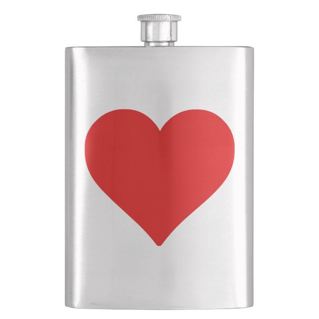 Red Heart Shape Love Classic Simple Minimalism Hip Flask (Front)