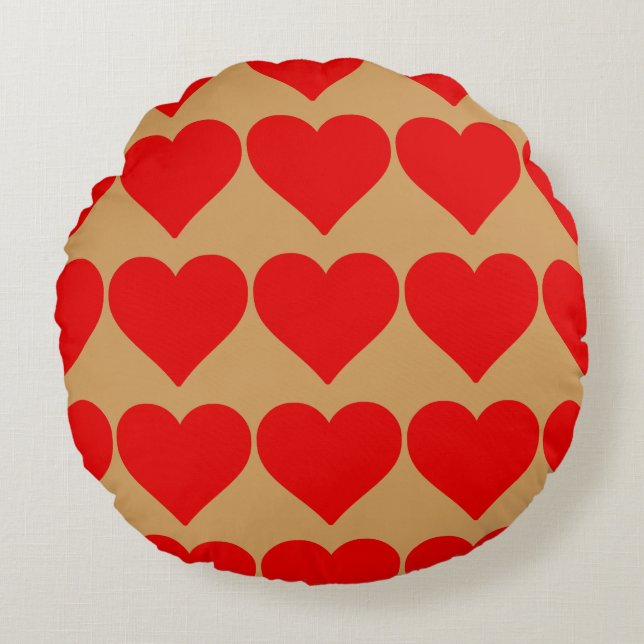 Red Heart Shape Love Classic Simple Minimalism Round Cushion (Front)