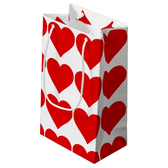 Red Heart Shape Love Classic Simple Minimalism Small Gift Bag (Back Angled)