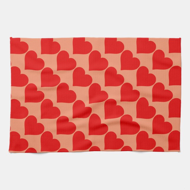 Red Heart Shape Love Classic Simple Minimalism Tea Towel (Horizontal)