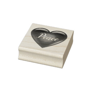 Red heart shape/ Peace/love/charity/hope Rubber Stamp