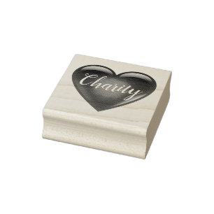 Red heart shape/ Peace/love/charity/hope Rubber Stamp